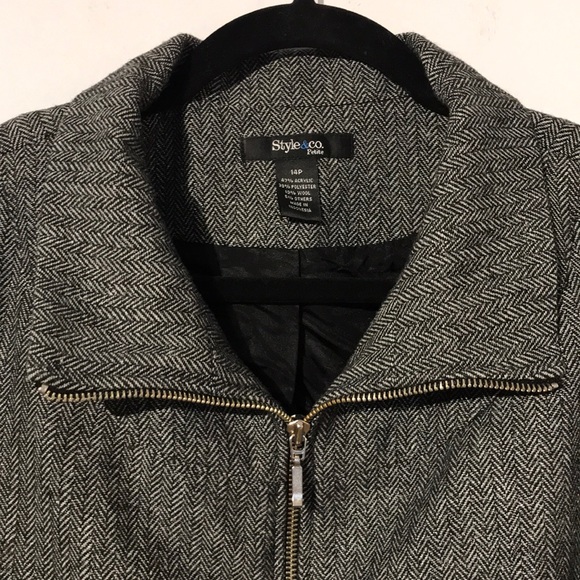 Herringbone Print Bomber Jacket - Picture 2 of 9